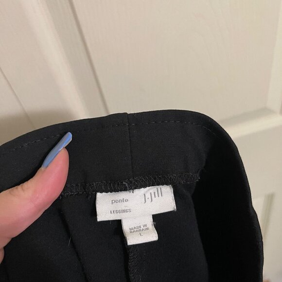 J. Jill Womens Black Mid Rise Stretch Zipper Pockets Ponte Legging Pants Large - Picture 2 of 7